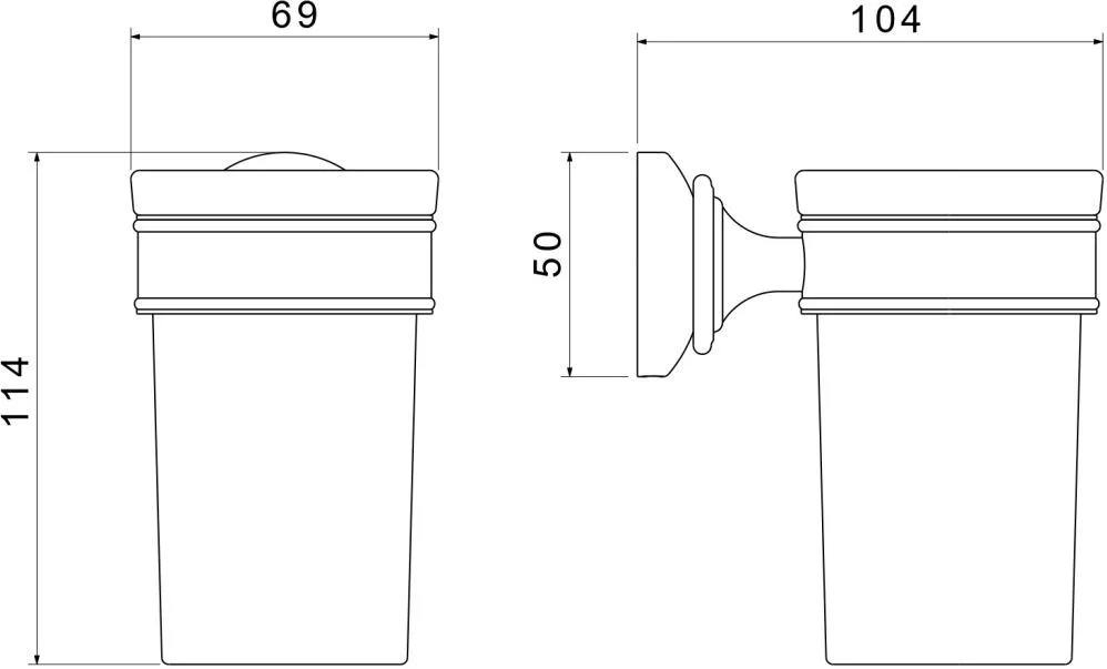 Стакан с держателем AQUATEK КЛАССИК, матовый черный AQ4527MB