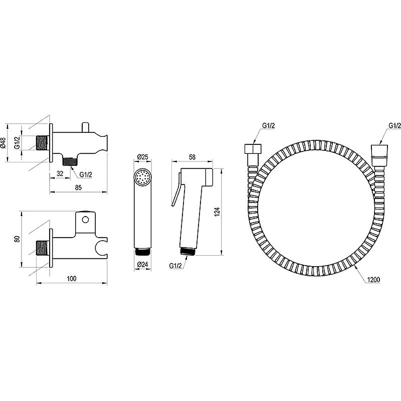 Гигиенический душ  Ravak с запорным вентилем BM 040.01