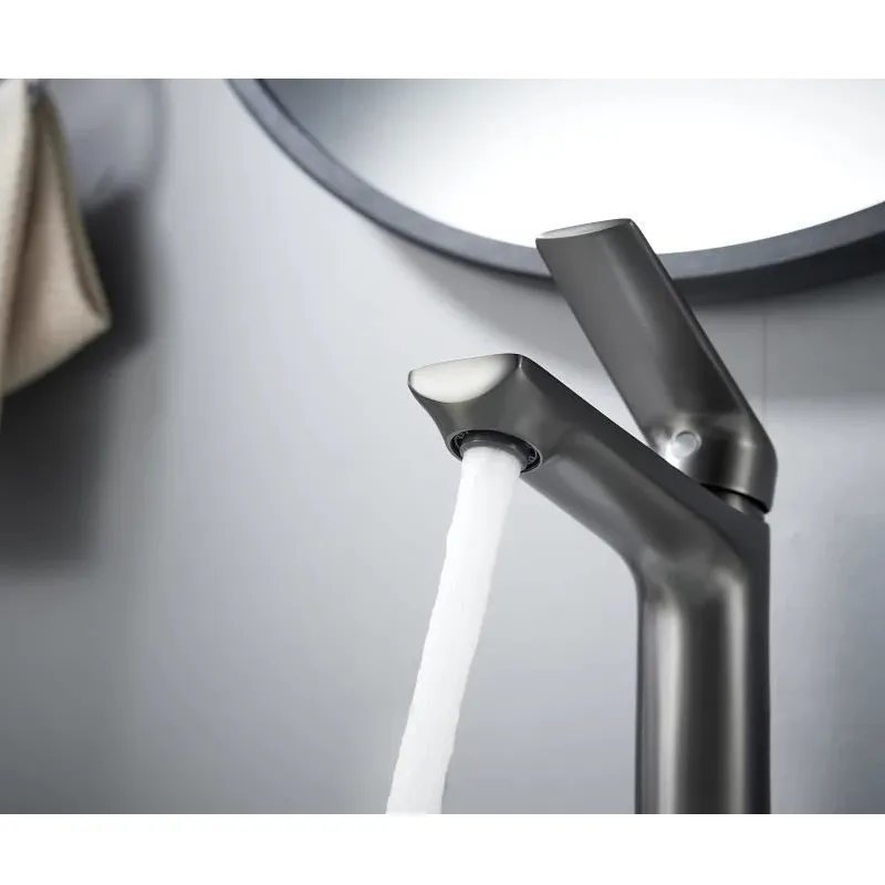 Cмеситель для раковины Knotlor KN-60/GM, оружейная сталь