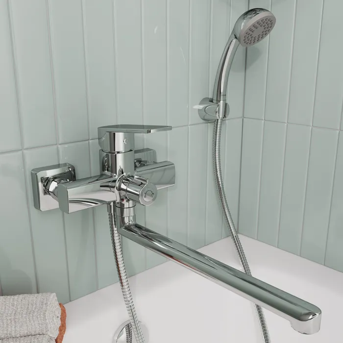 Смеситель для ванны с длинным изливом, хром глянцевый, Poli, Milardo (POLSB00M10)