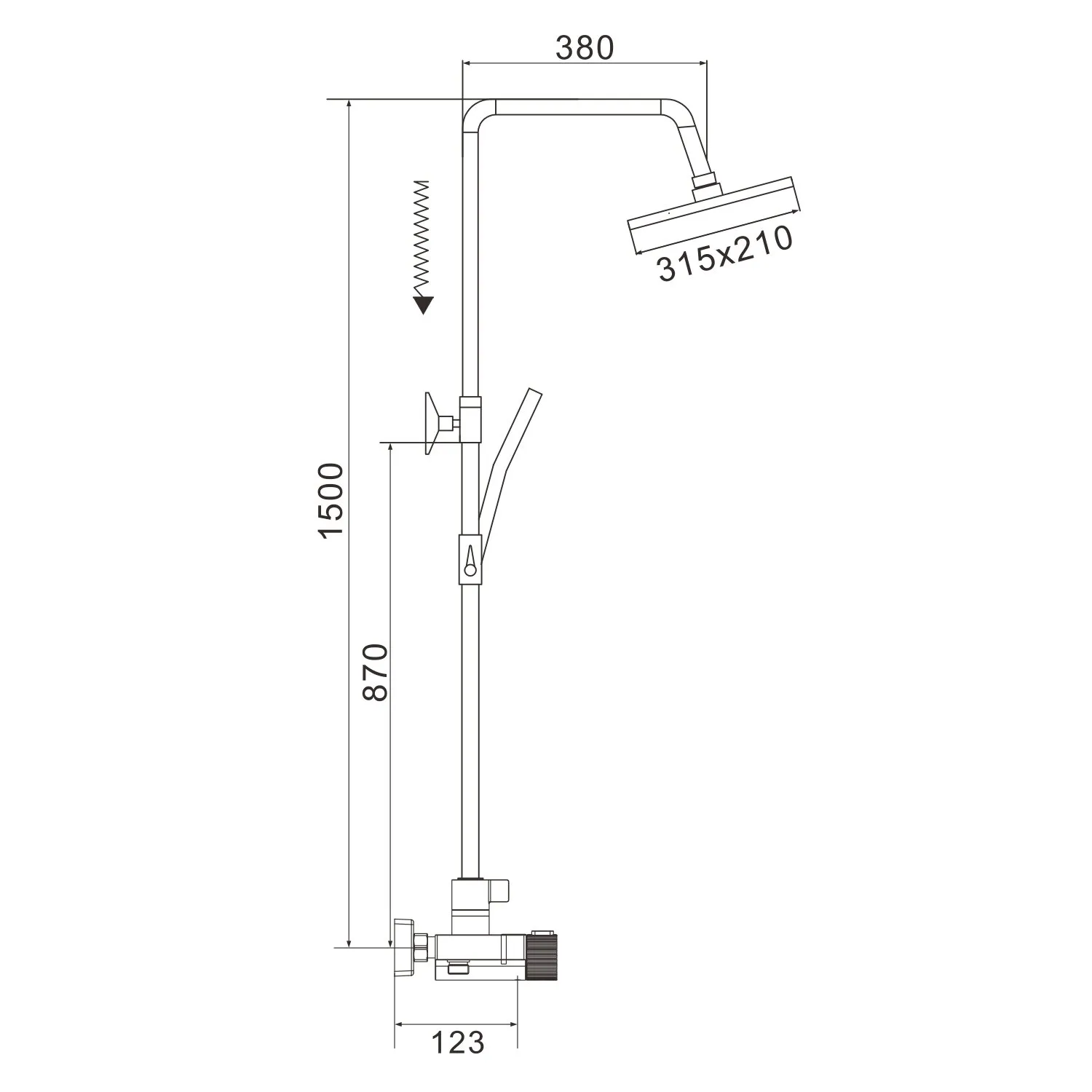 Душевая система с термостатом Rose R1896-6, хром