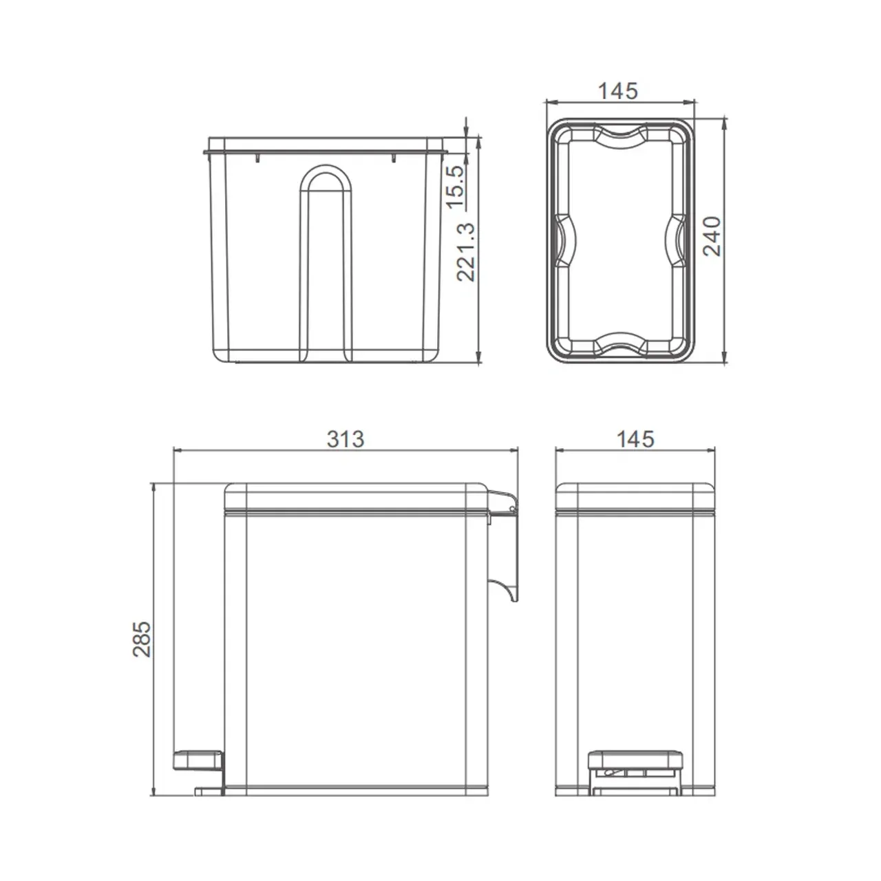 Мусорное ведро Raglo R361.606.03 с педалью для открывания, сатин золотой