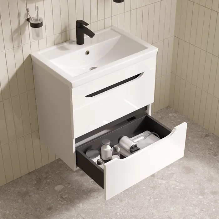 Тумба с умывальником, подвесная, 60 см, белый, Ray, IDDIS, RAY60W0i95K