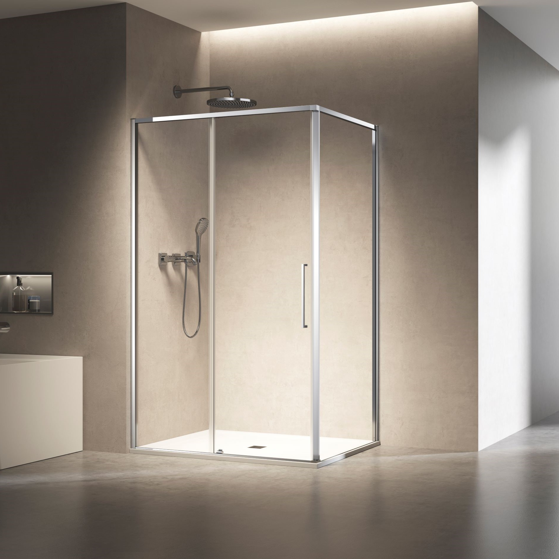 Душевой уголок Vincea Slim 8mm (VSR-6SL9014CL) 1400х900 мм, хром, стекло прозрачное