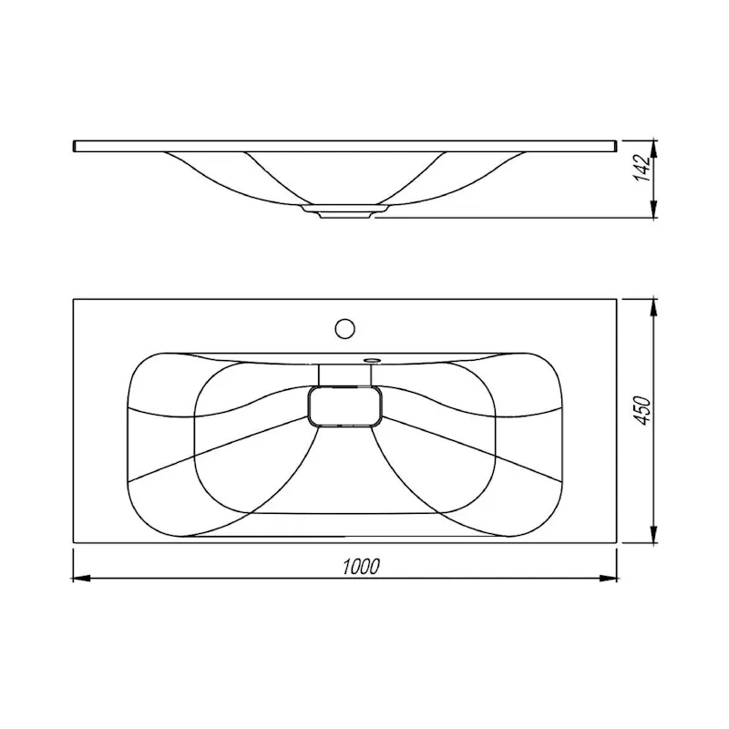 Раковина Florentina Фортуна 100 см 10.270.01000.302, антрацит