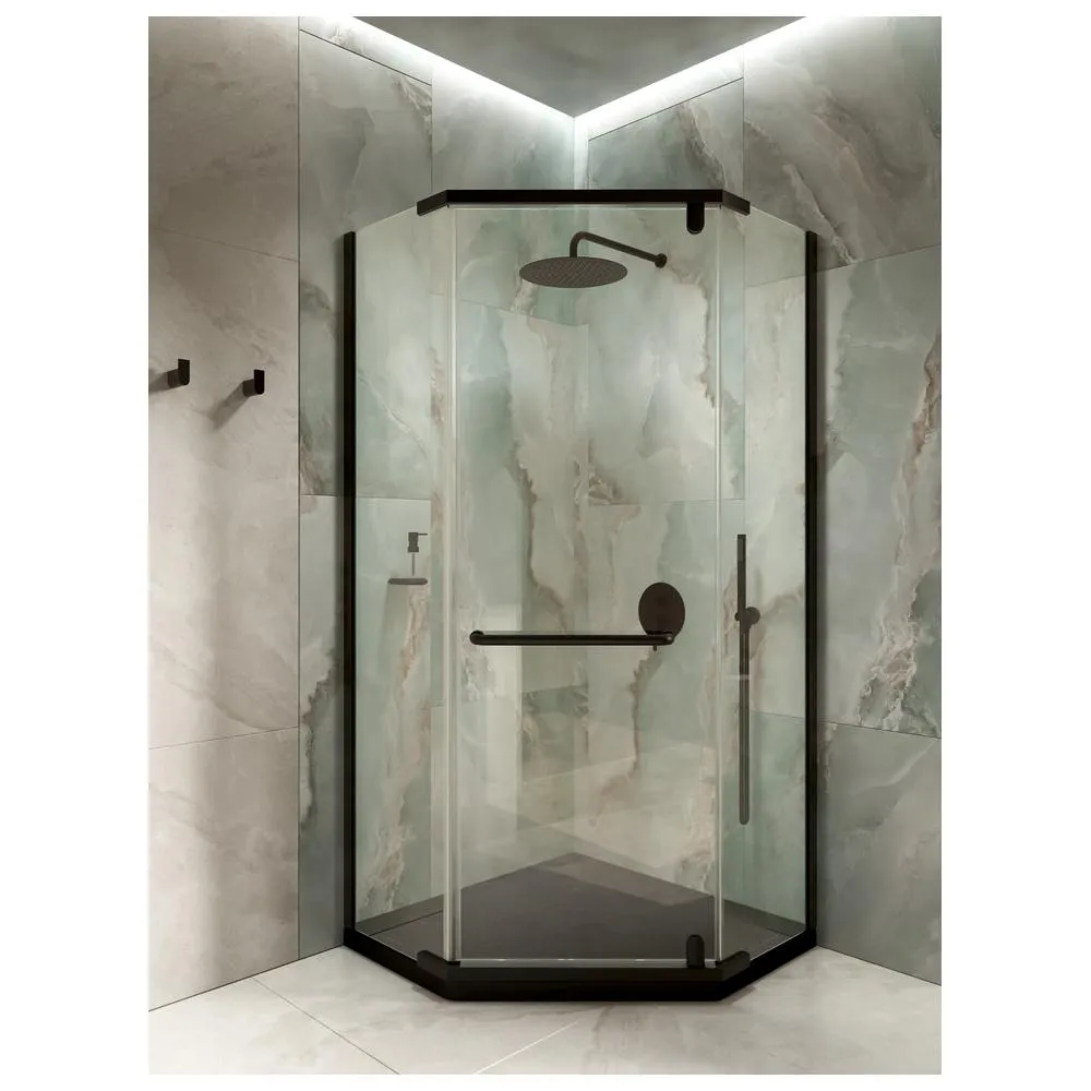 Душевой уголок Knotlor FCD090CG0BL 5-тиугольный 90х90х200, черный