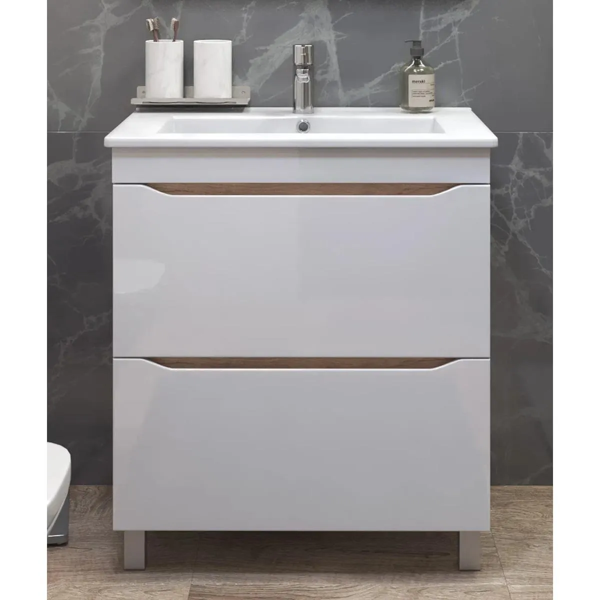 Тумба с раковиной напольная VIGO Grani tn.GRI.OSK.75.2Y дуб золотой, 75 см