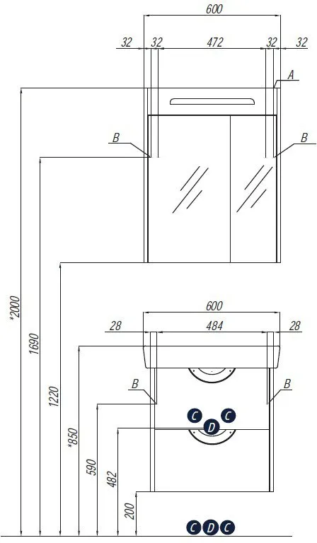 Зеркальный шкаф Акватон Сильва 60 1A216202SIW70 дуб полярный