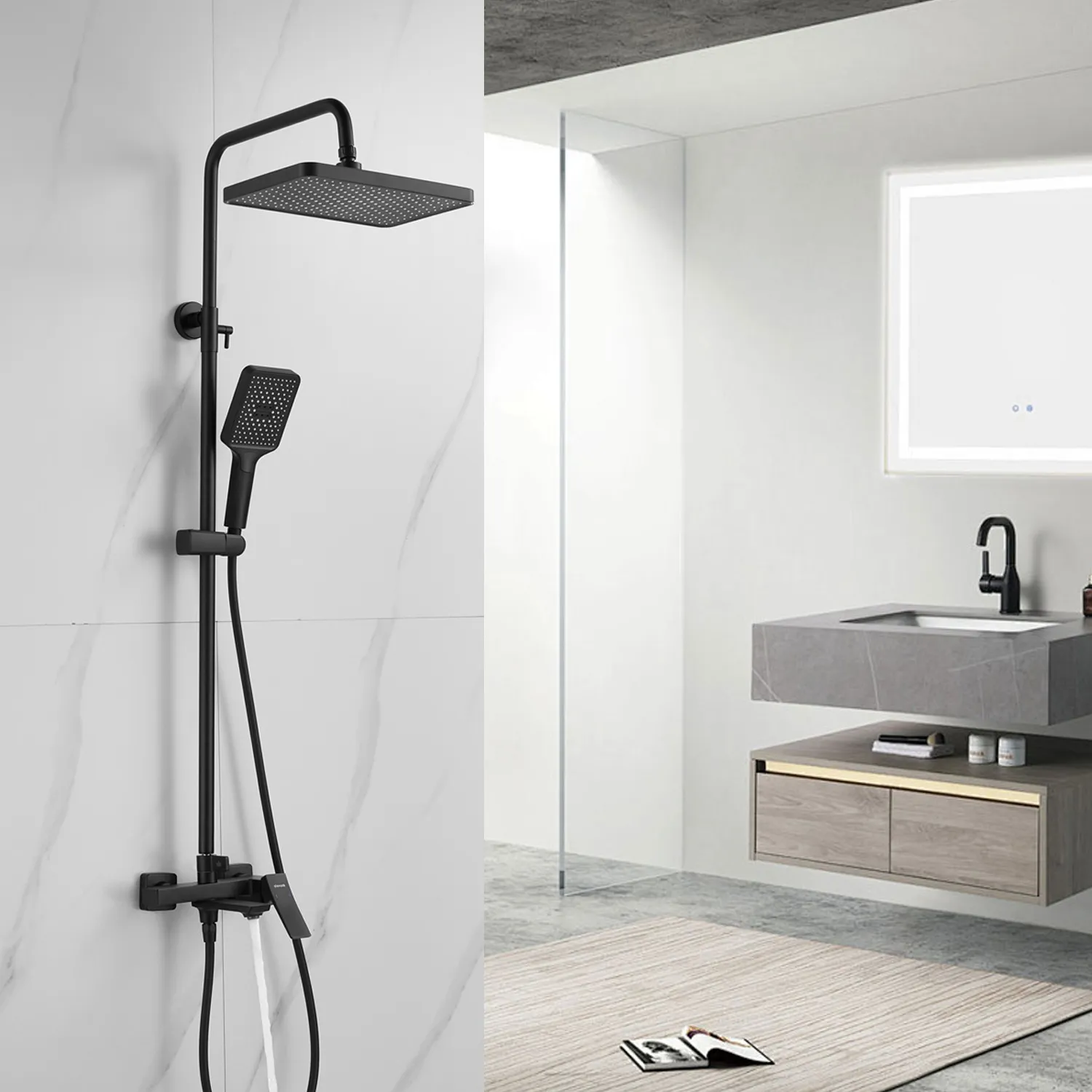 Душевая система Shevanik S4436H, черный