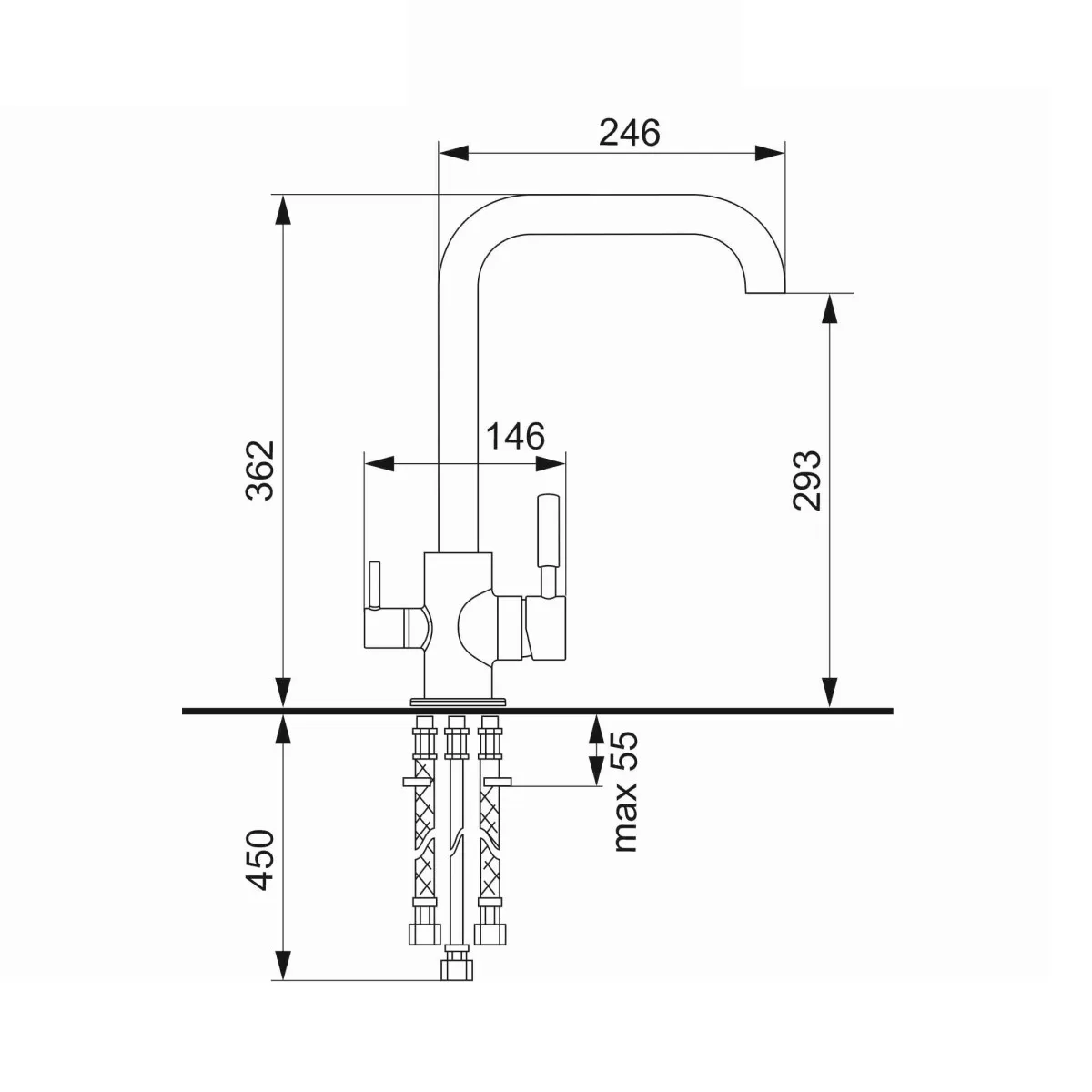 Смеситель для кухни Ulgran UQ-019-09, асфальт