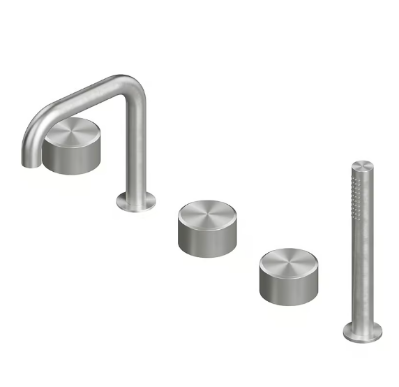 Смеситель для ванны и душа Quadro design Stereo, сталь брашированная (16 98 AS)