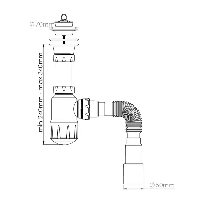 Сифон для умывальника с пробкой Nova, NV1051