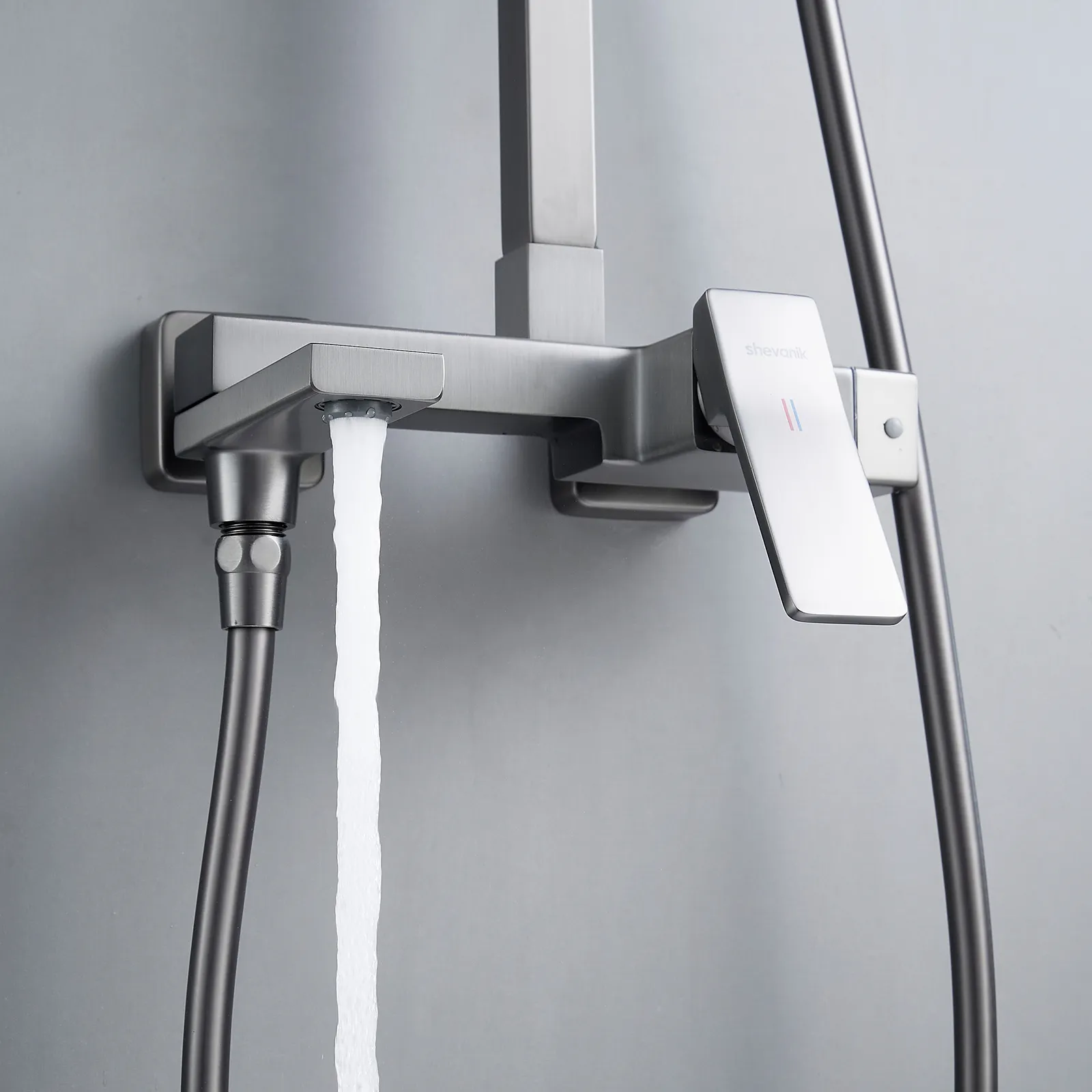 Душевая система Shevanik S4636T, оружейная сталь