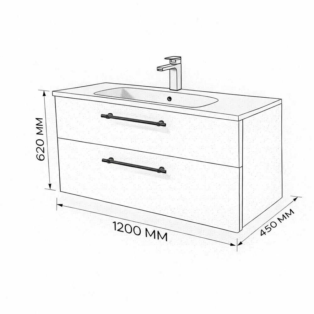 Тумба с раковиной подвесная (120см) Terminus Venta VEN101202300001O, шпон/дуб
