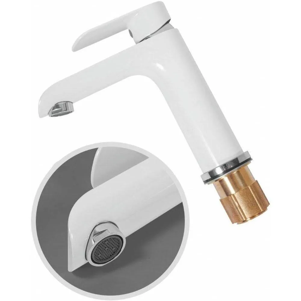 Смеситель для раковины Hansberge H1033W, белый/хром