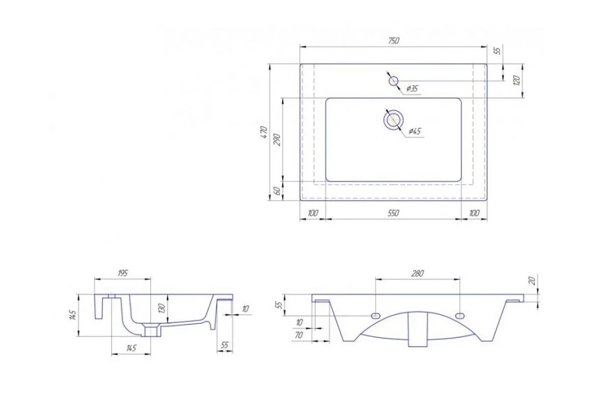 Раковина Kirovit Оскар 750, 75 см