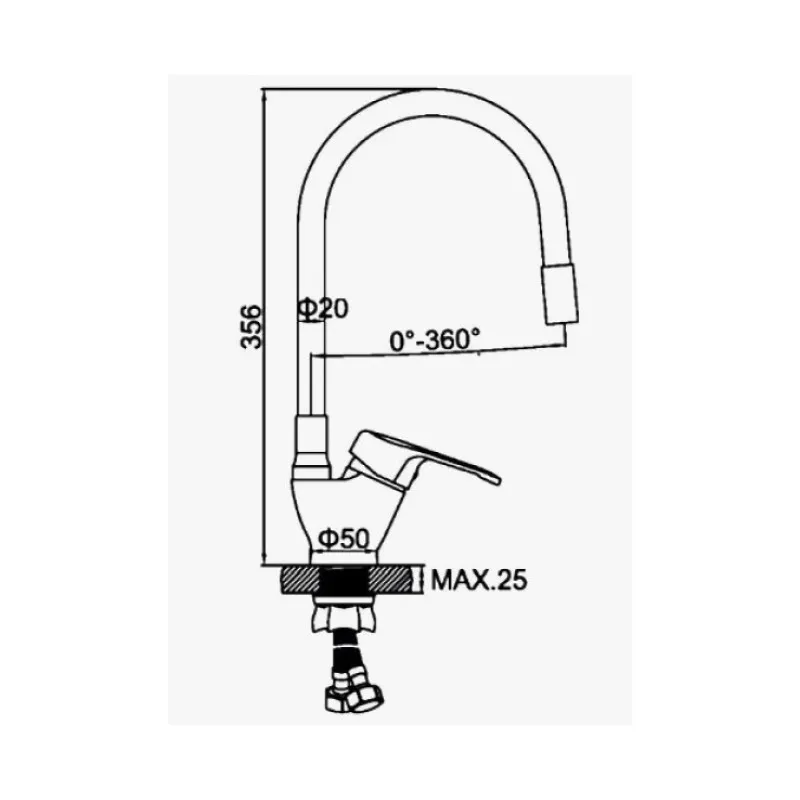 Смеситель для кухни с гибким изливом D-Lin D150628-6C, хром/синий