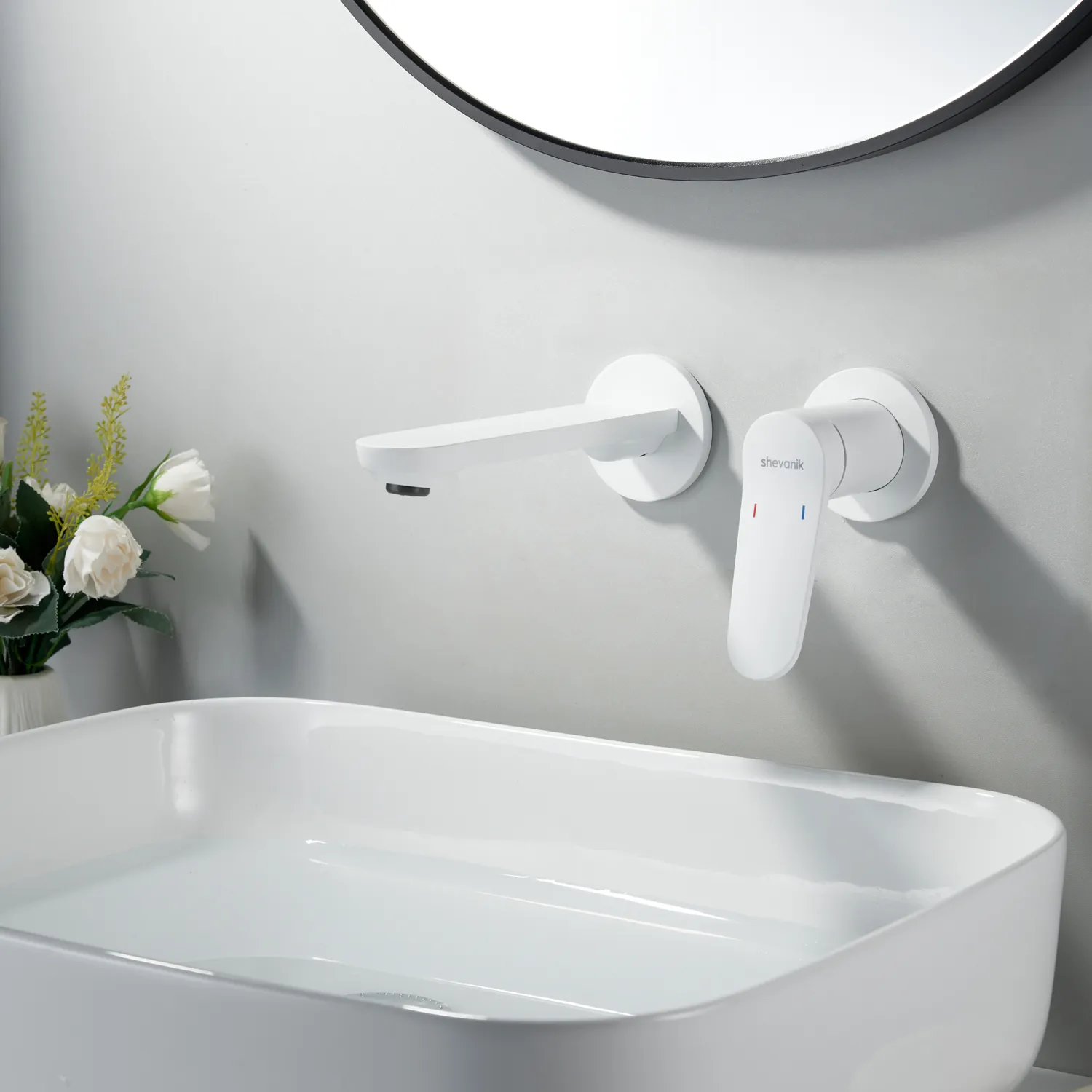 Смеситель для раковины встраиваемый Shevanik S4341C, белый