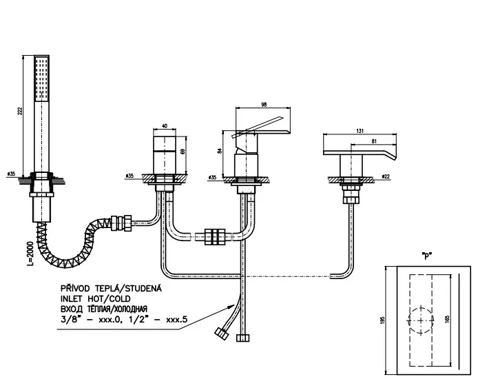 Смеситель на борт ванны Rav Slezak Loira LR574.5P
