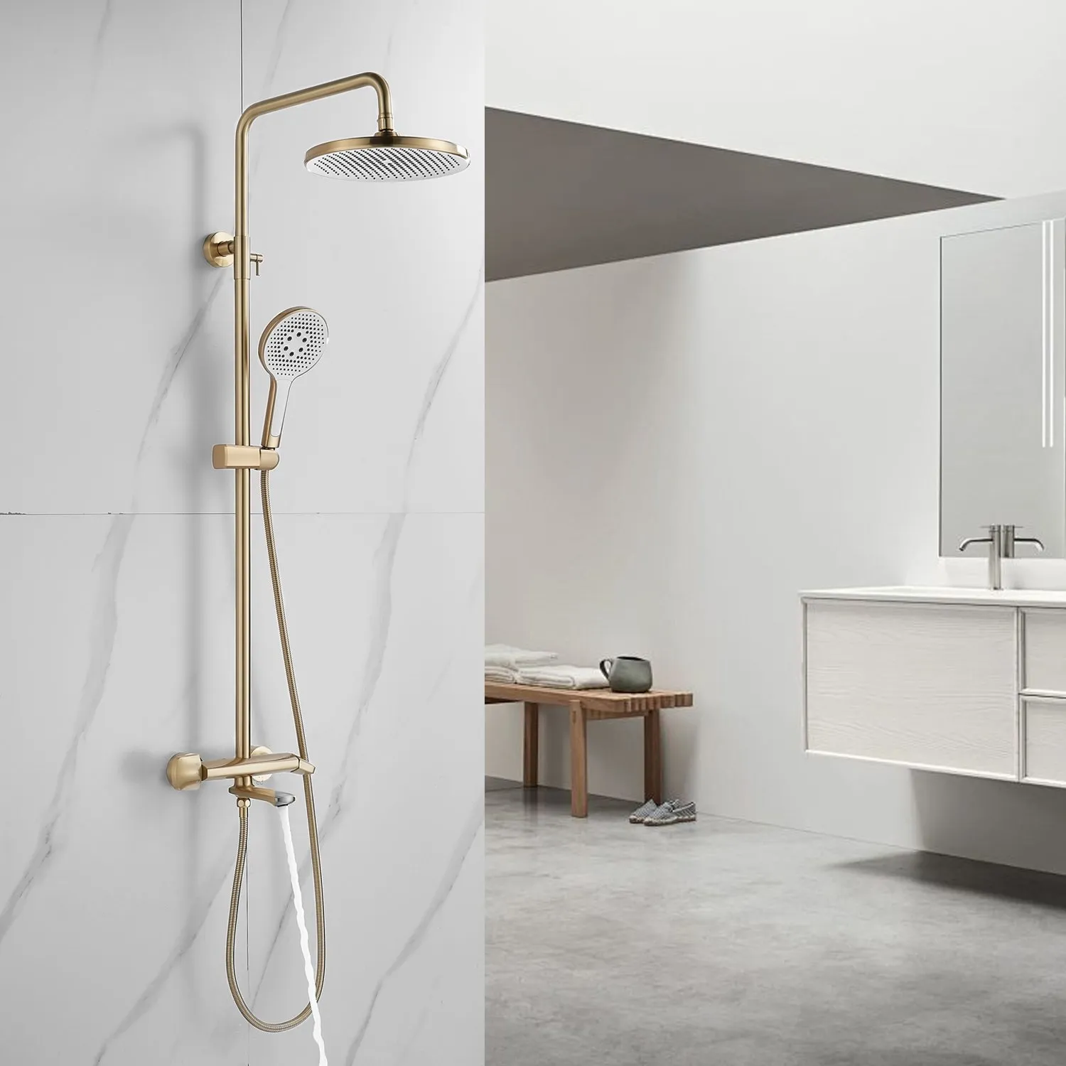 Душевая система Rose R3936G, золотой сатин