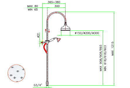 Душевая стойка Nicolazzi Doccia, золото сатинированное (Satin Gold) (5712WS SG 20)