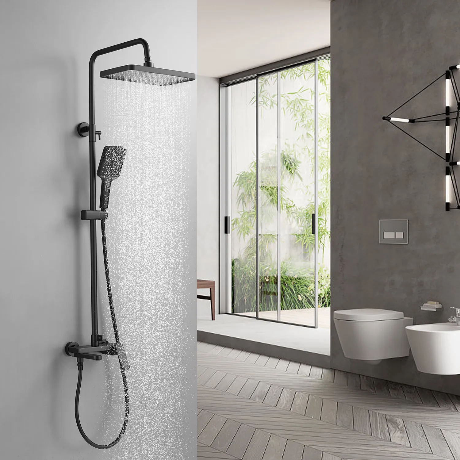 Душевая система Shevanik S4536H, черный