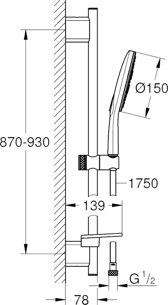 Душевой гарнитур вида струи Grohe Rainshower SmartActive 150 3, хром / белый (26594LS0)