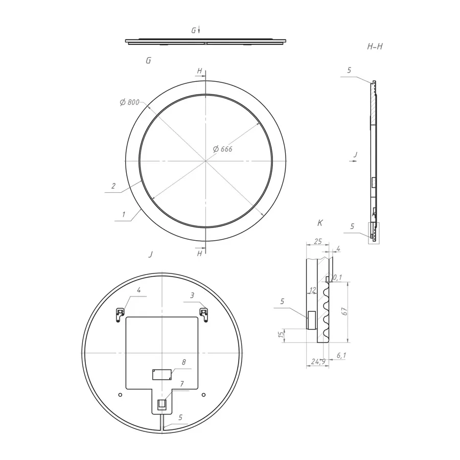 Зеркало с подсветкой La Fenice Terra Blue Grigio 80, синее