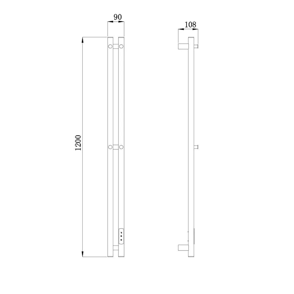 Полотенцесушитель электрический RAGLO R350.12.05 настенный сенсорный узкий с терморегулятором, сатин золотой