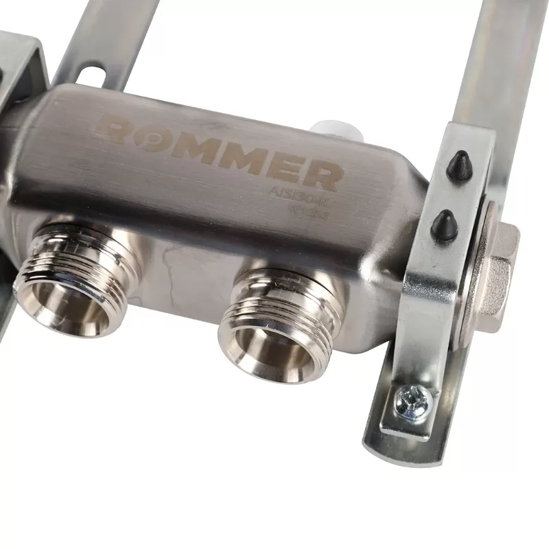 Коллектор Rommer 1"x3/4" на 2 контура для радиаторной разводки (нерж. сталь) (RMS-4401-000002)