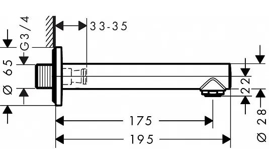 Смеситель Hansgrohe Тalis Select S излив для ванны хром (72410000)