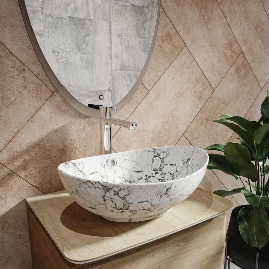 Раковина чаша Maretti EN13NS48-740MR, белый мрамор