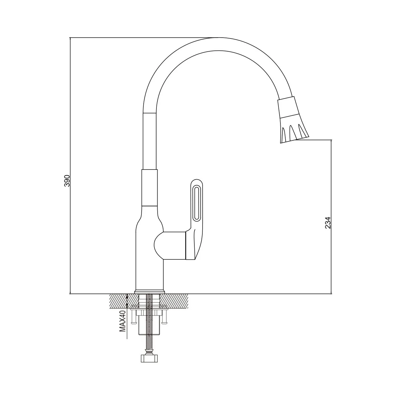 Смеситель для кухни с гибким изливом Raffine F303G-1, золотой сатин