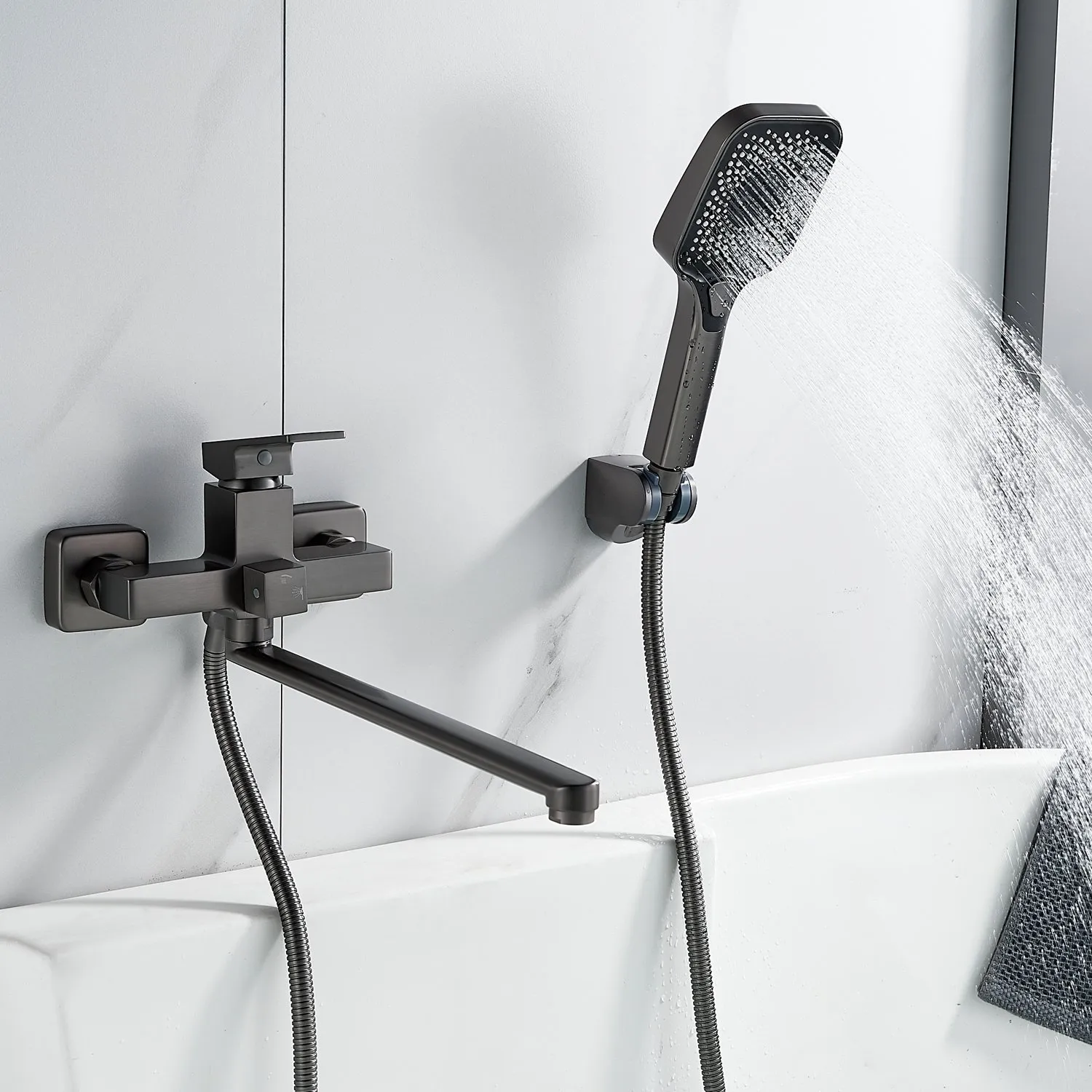 Смеситель для ванны Raffine F2296T, оружейная сталь