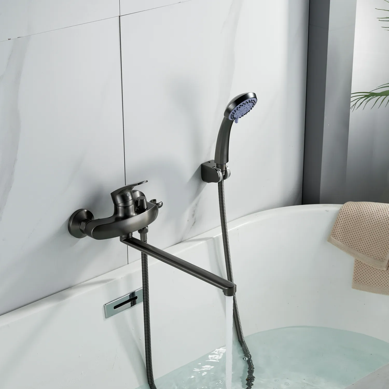 Смеситель для ванны Shevanik S5072T, оружейная сталь