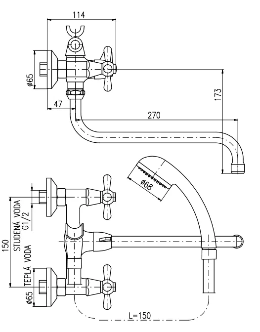Смеситель для ванны Rav Slezak Morava MK153.5/1