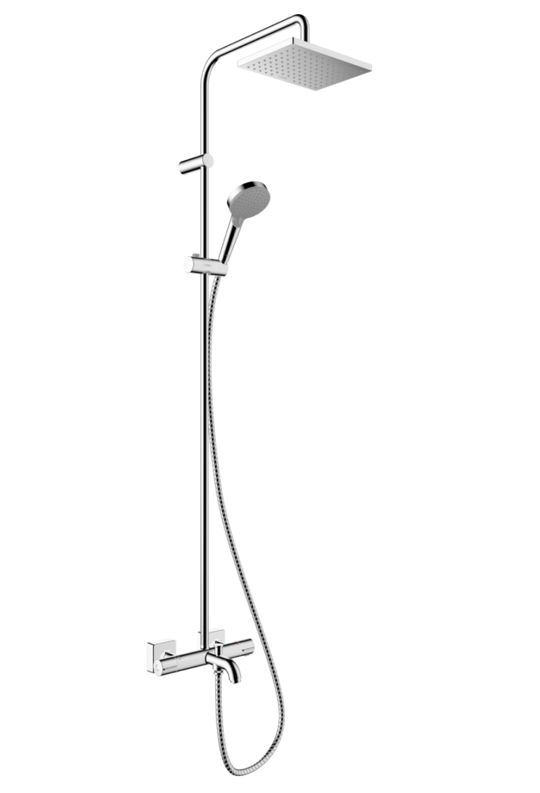 Душевая система HANSGROHE Vernis Shape Showerpipe Green 230 1jet с термостатом для ванны, хром (26284000)