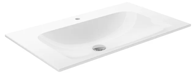 32960318001 PLAN Керамический умывальник 805x17/133x494 mm, 1 отверстие под смеситель, без перелива, со сливом-переливом CLOU , белый Clean Plus
