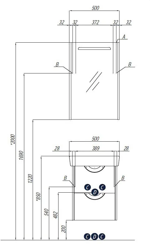 Зеркальный шкаф Акватон Сильва 50 1A215502SIW6L дуб фьорд