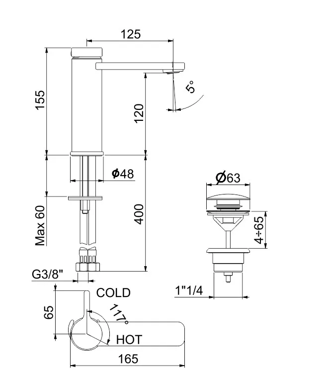 Смеситель для раковины Webert Coral CO830102015, хром