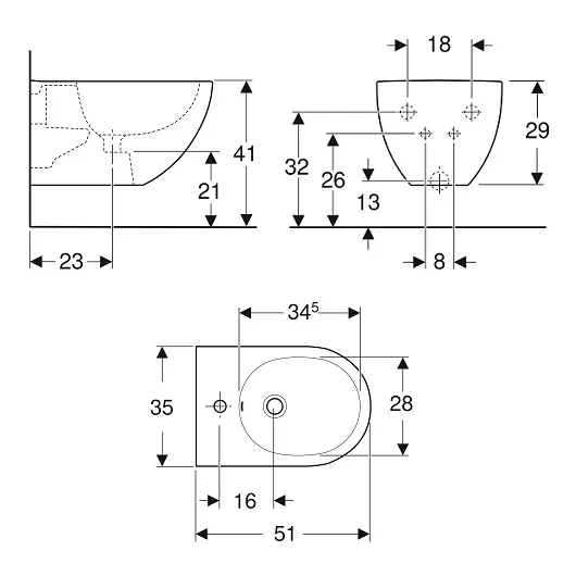 Биде подвесное Geberit  Acanto 500.601.01.2 альпийский белый