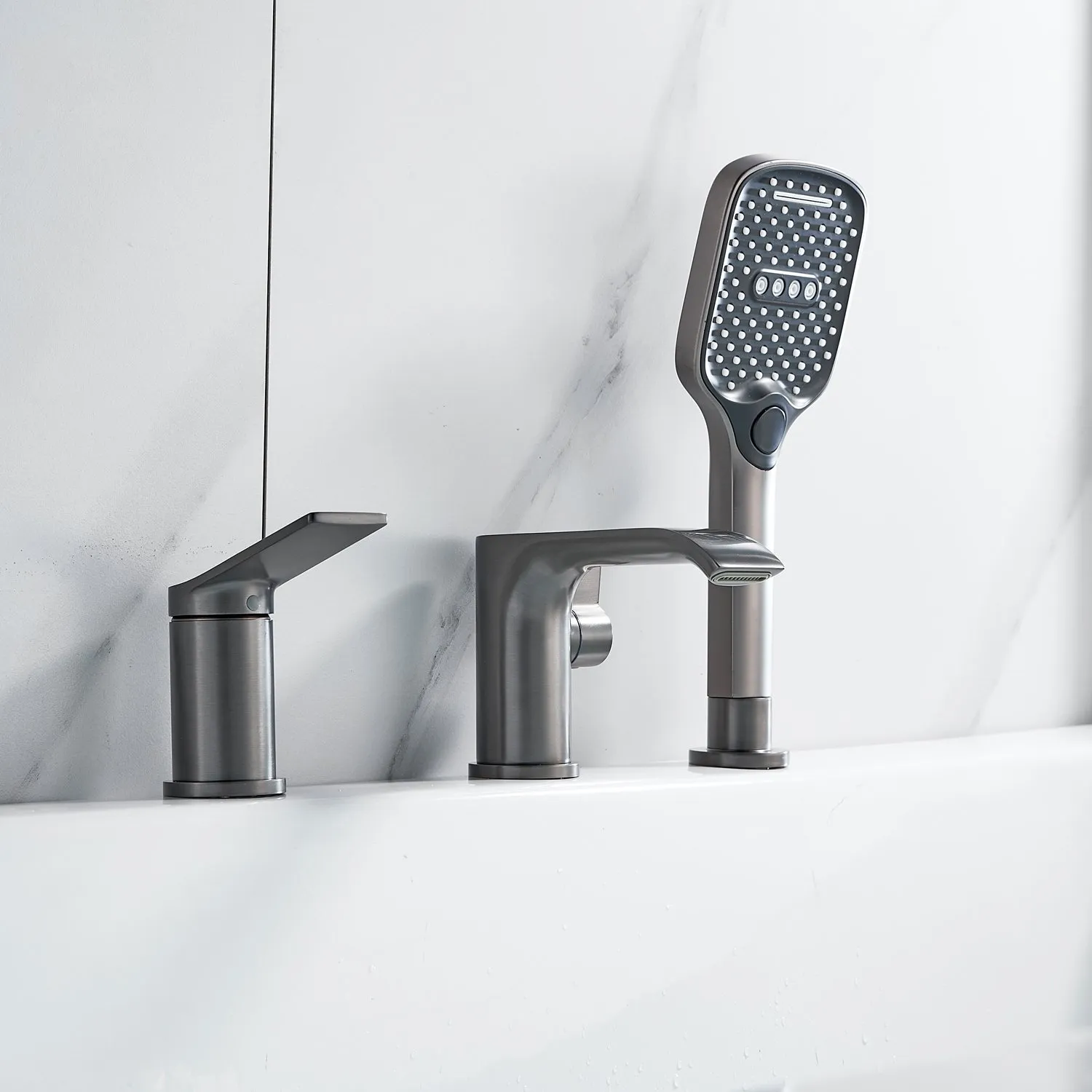 Смеситель на борт ванны Shevanik S4112T, оружейная сталь