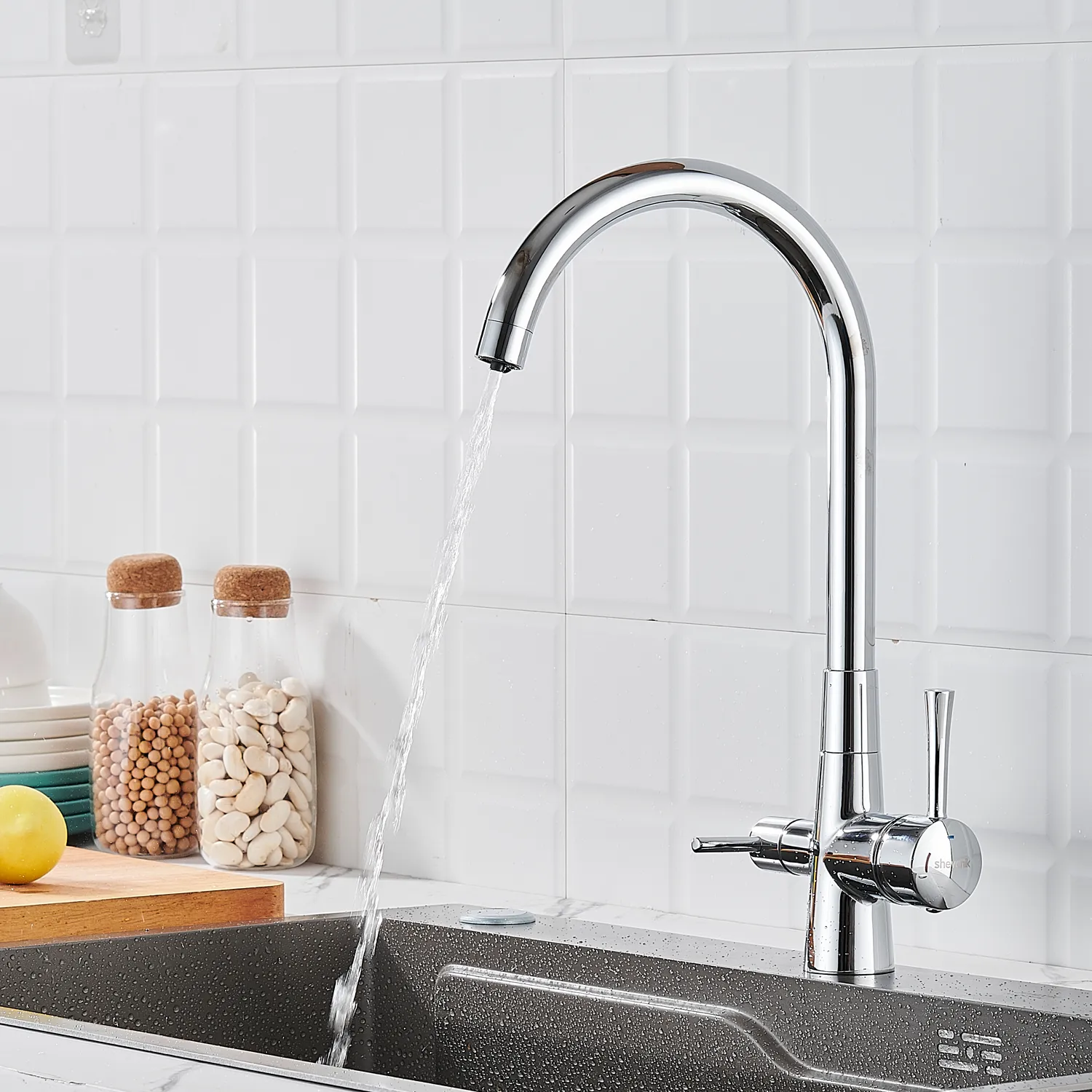 Смеситель для кухни с подключением фильтра Shevanik S428, хром