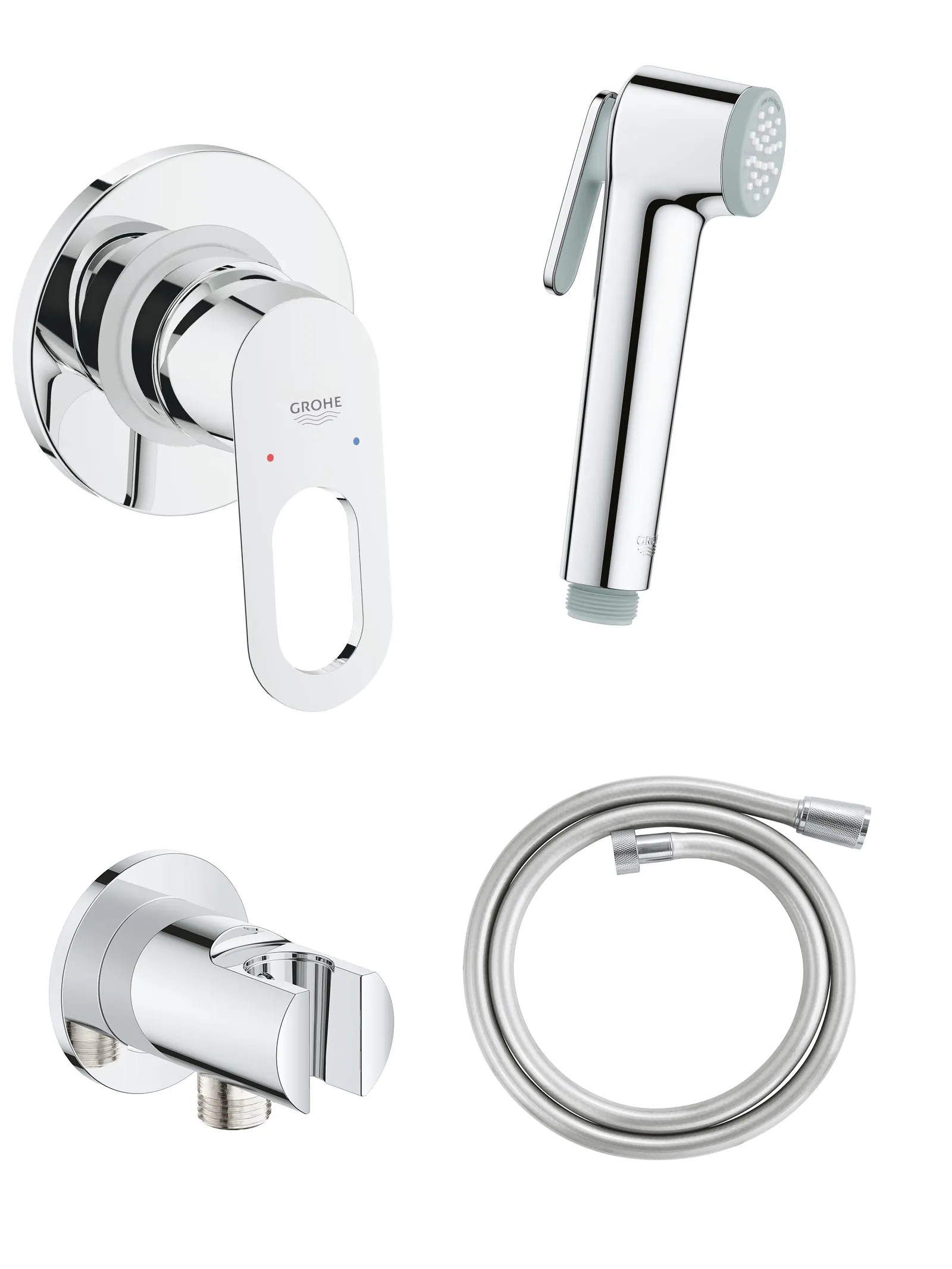 129189 Grohe BauLoop Готовый комплект для гиг душа: встр смеситель (29042000), гиг душ (26351000) со шлангом (26335001) и держат, хром