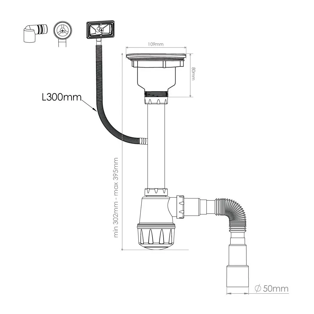 Сифон для кухонной мойки с переливом Nova NV1016