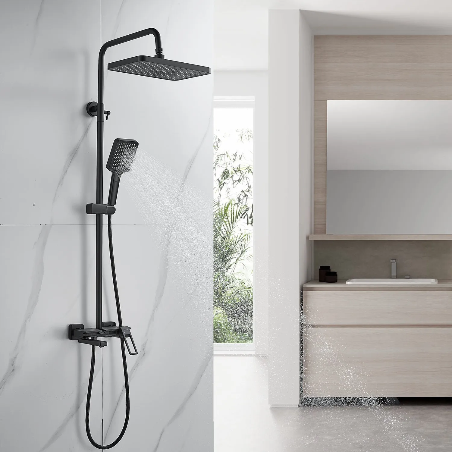 Душевая система Shevanik S6826H, черный