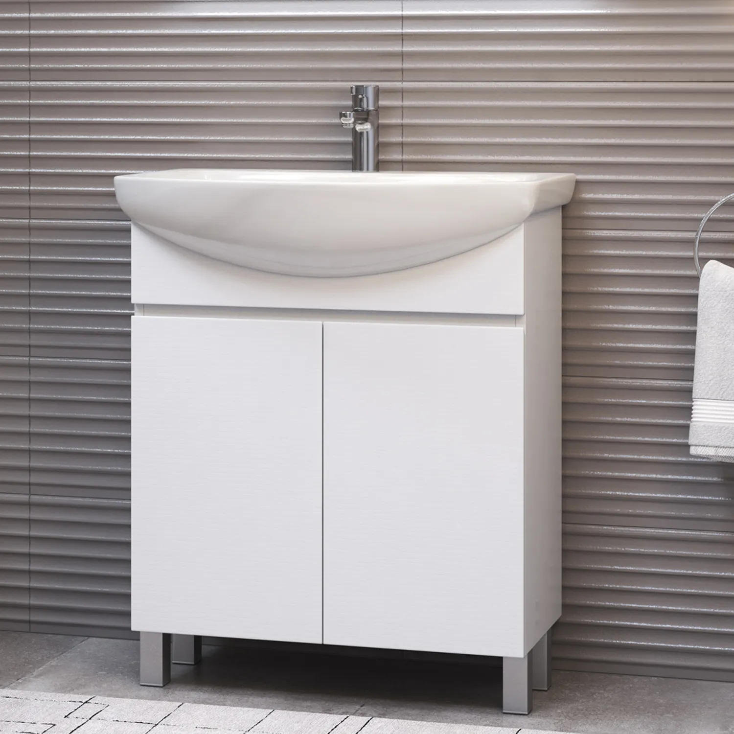 Тумба с раковиной напольная VIGO Wing tn.WIN.BAL.60.2D белый, 60 см