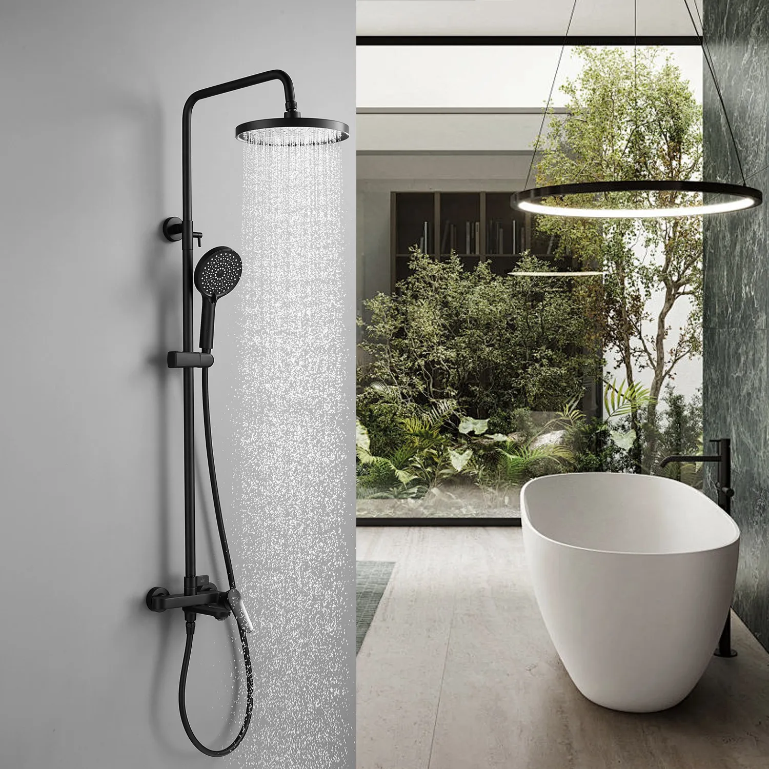 Душевая система Shevanik S4336H, черный