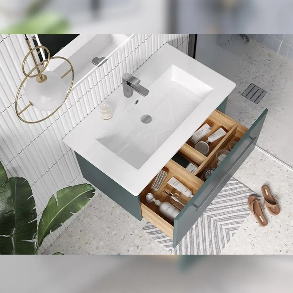 Тумба с раковиной подвесная Velvex Posse tp.POS.OSK.85.1Y верде, 85 см