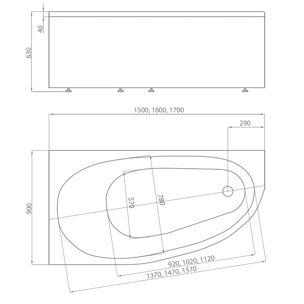 Акриловая ванна Aquatek Дива левосторонняя 1500x900 (DIV150-0000001)